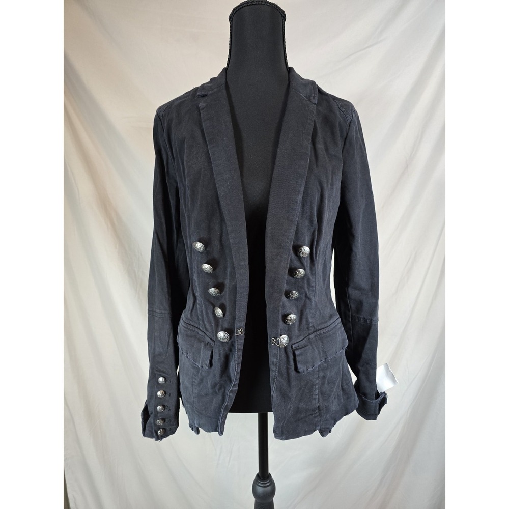 FREE PEOPLE Military Style Distressed Short Jacket/Blazer SZ S Cotton/Spandex